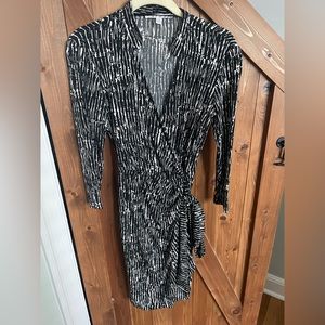 Maggy London Black and White 3/4 Sleeve Wrap Dress - size 4